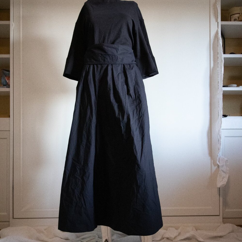 Navy Jumpsuit With Adjustable Ribbon Belt - Picture 2 of 4
